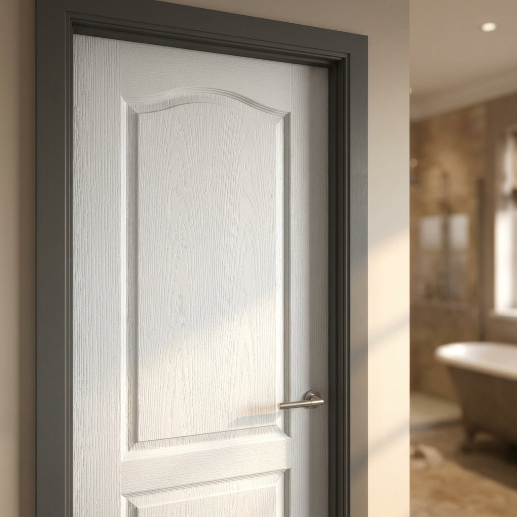 Internal White Arch Door Classique 2 Panel Textured Moulded Finish - detail view