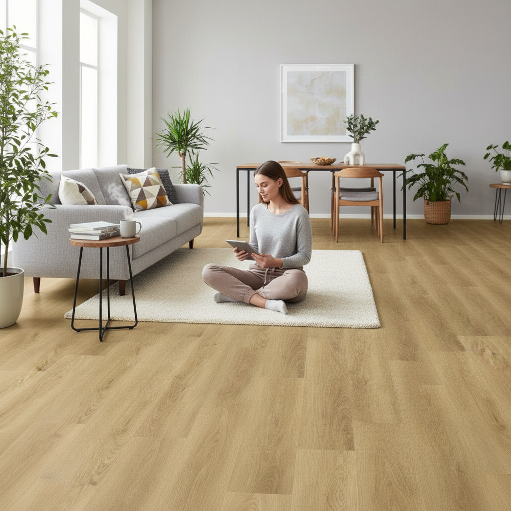 Premium 3.2mm Embossed UV Coated Rigid Core Vinyl Flooring with Angle-Tight Click Installation for Residential and Commercial Use