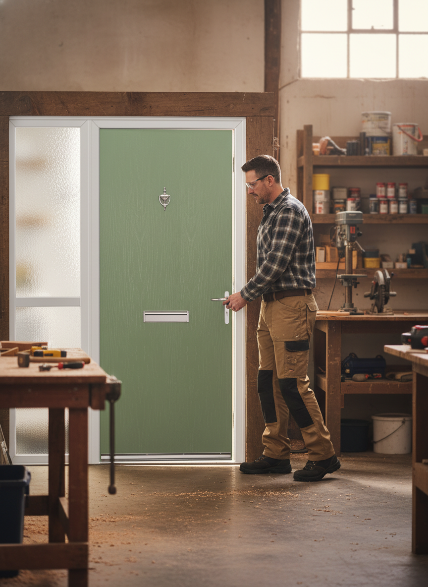 Premium Heavy Duty Flush External Fire Door Set with Sidelight, 30 Minute Fire Resistance and Multipoint Locking System