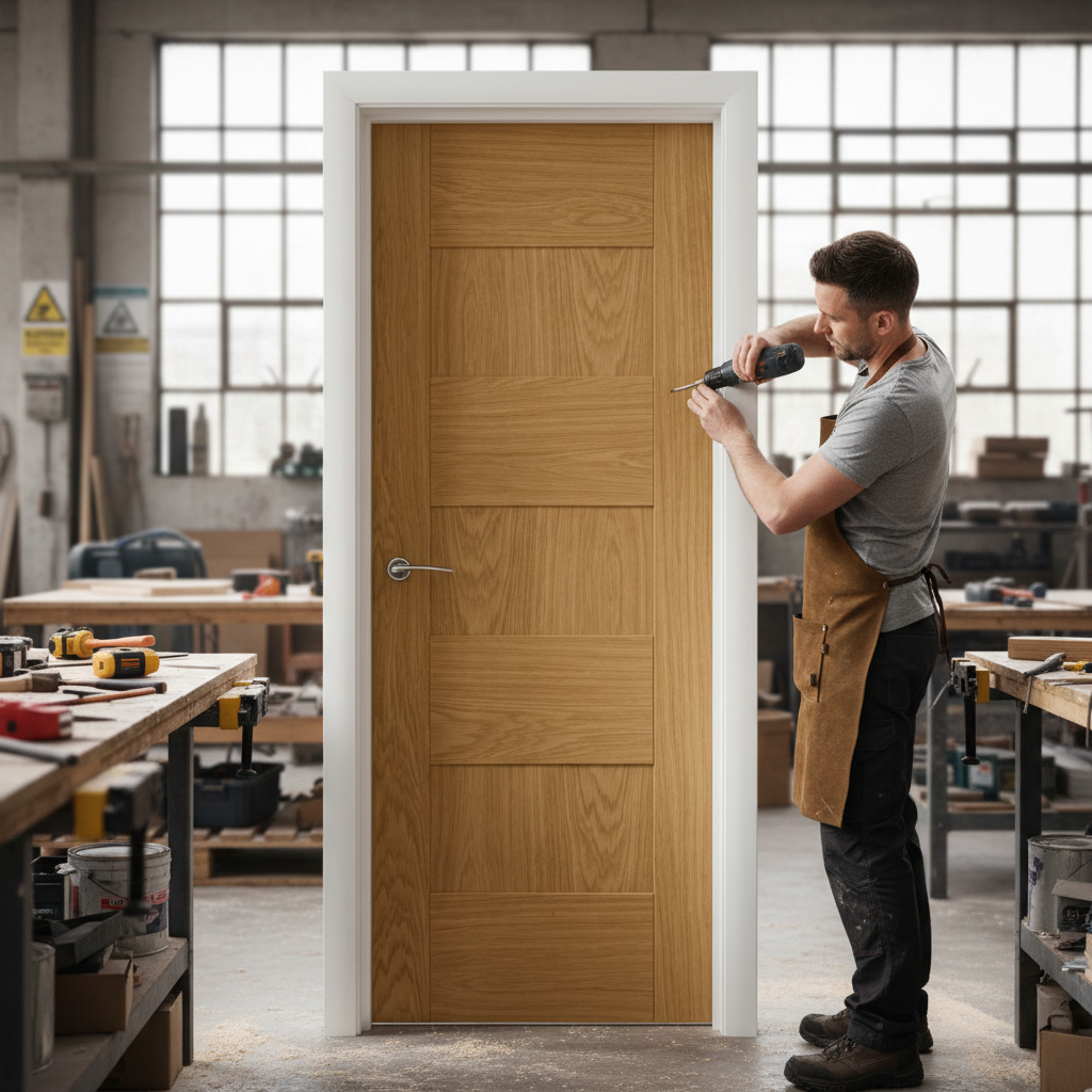 Premium Oak Internal Fire Door with 30 Minutes Fire Rating and Fully Finished Clear Satin Lacquer