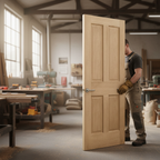 Premium Internal Oak Unfinished Traditional Victorian 4 Panel Pair Door Set with Included Door Pair Maker for Custom Finishing