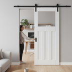 Premium Internal White Primed Clear Glass Sliding Door Set with Distinctive Panel Design and Customizable Finish - Image 2