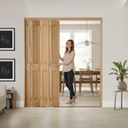 Premium Fully Finished 6 Leaf Oak Victorian 2 Panel Bi-Folding Set for Elegant Room Division and Space Optimization