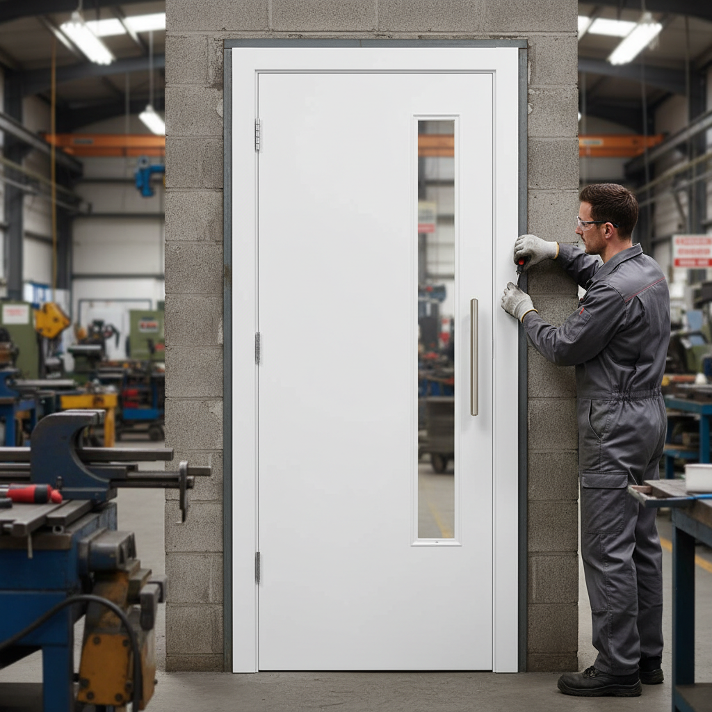 Premium White Flush Fire Rated Door with Clear Glazing, FD30 Rated for Enhanced Safety and Style