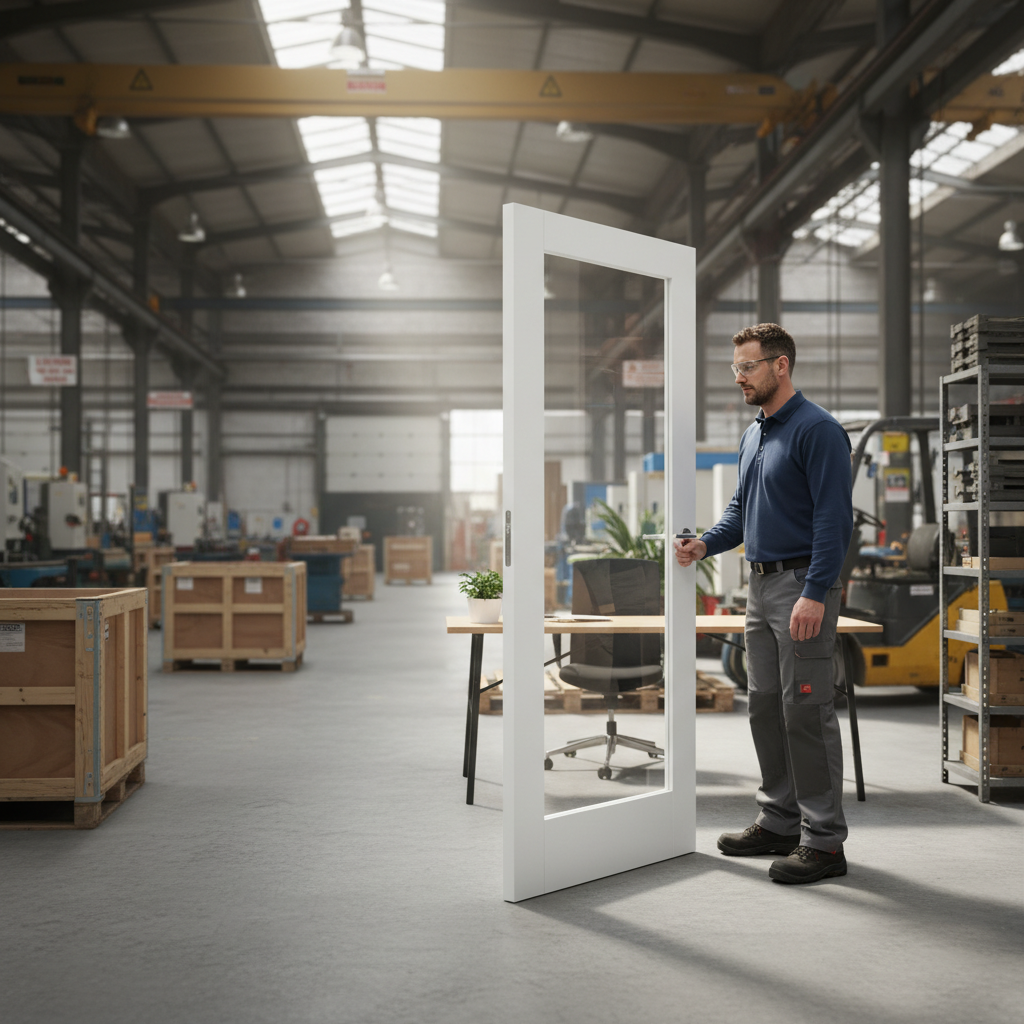 Premium Offset French Doors with Glazed Clear Glass and Matching Demi Panel - Custom Sizes Available