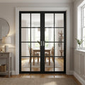 Internal Jet Black French Door with 8 Light Clear Glass Panels, Fully Finished