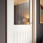 Made-to-Measure Internal White Cottage Door with Primed Finish and 1 Light Etched Glass - detail view
