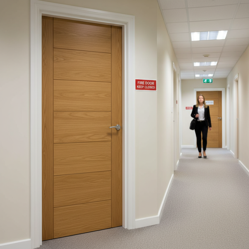 Premium Internal Fire Door with Modern 7 Ladder Style and Solid Core Construction