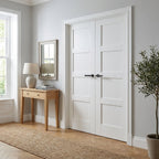 Shaker 4 Panel Primed White Internal Door Pair, Solid Engineered Core