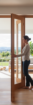Premium Oak Faced Bifold Door with Engineered Core and Tempered Glass - Unfinished for Customization
