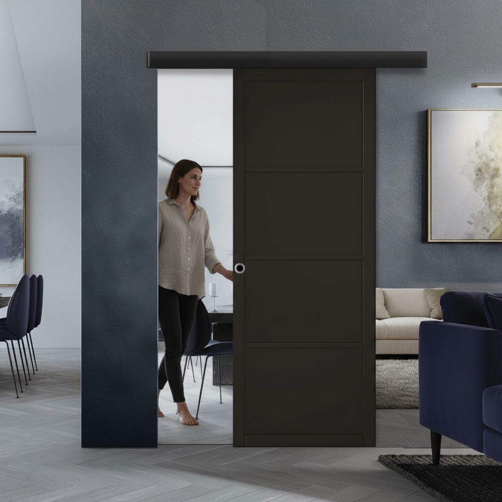 Premium 4 Panel Sliding Door Kit with 2m Anodized Aluminium Track and Wooden Pelmet for Modern Interiors