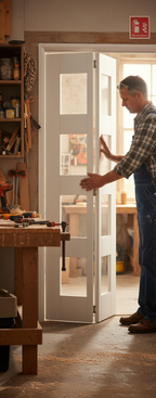 Premium Internal White Primed 4 Light Clear Glazed Bi-Fold Door for Modern Interiors