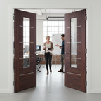 Premium Custom Made Glazed French Doors with Clear Etched Glass Panels and Aluminium Inlays for Stylish Home Design