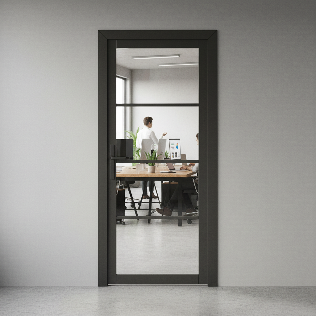 Premium Internal Primed Industrial 2.0 Lifestyle Door with 4 Clear Glass Panes and Double Coat Finish