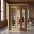 Premium Oak Glazed French Doors - Unfinished Internal Double Doors with Clear Safety Glass Panels for Maximum Light Flow