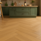 12mm Herringbone Laminate Flooring in Pale Amberwood Oak Finish - detail view