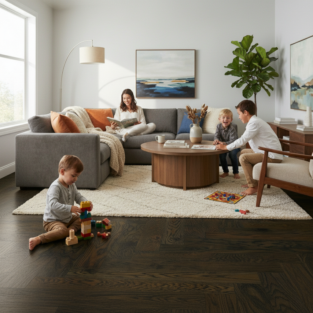 Herringbone Solid Real Wood Flooring 18mm Thick with Brushed UV Lacquer Finish for Timeless Elegance - Image 2