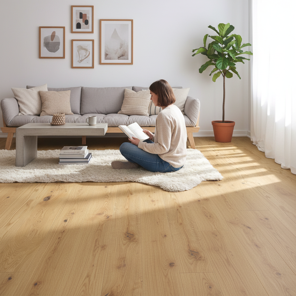 Premium 14mm Light Brushed Engineered Real Wood Flooring - Natural Oak Finish for Enhanced Durability and Elegance