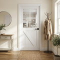 Internal White Barn Door with 4 Light Clear Glass - Primed Finish