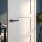 Internal White FD30 Fire Door, Primed Finish, Flat Shaker 4 Panel Design - detail view