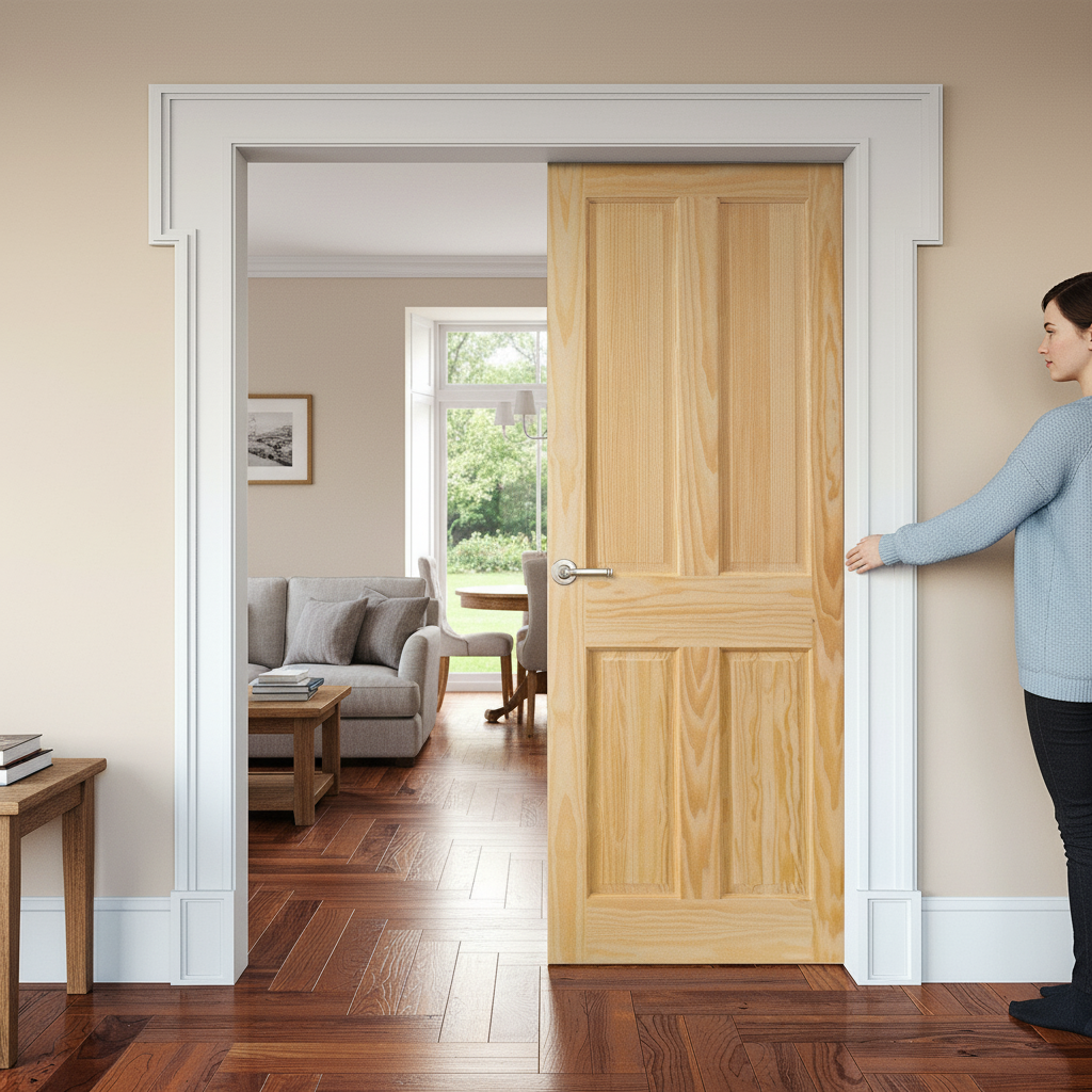 Premium Unfinished Clear Pine 4 Panel Pair Door Set with Customizable Aesthetic and Professional Installation