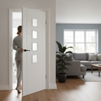 Premium Horizontal Panelled Oak Door with Obscure Glass for Contemporary Homes - High-Quality Professional Grade for Industrial and Commercial Appl...