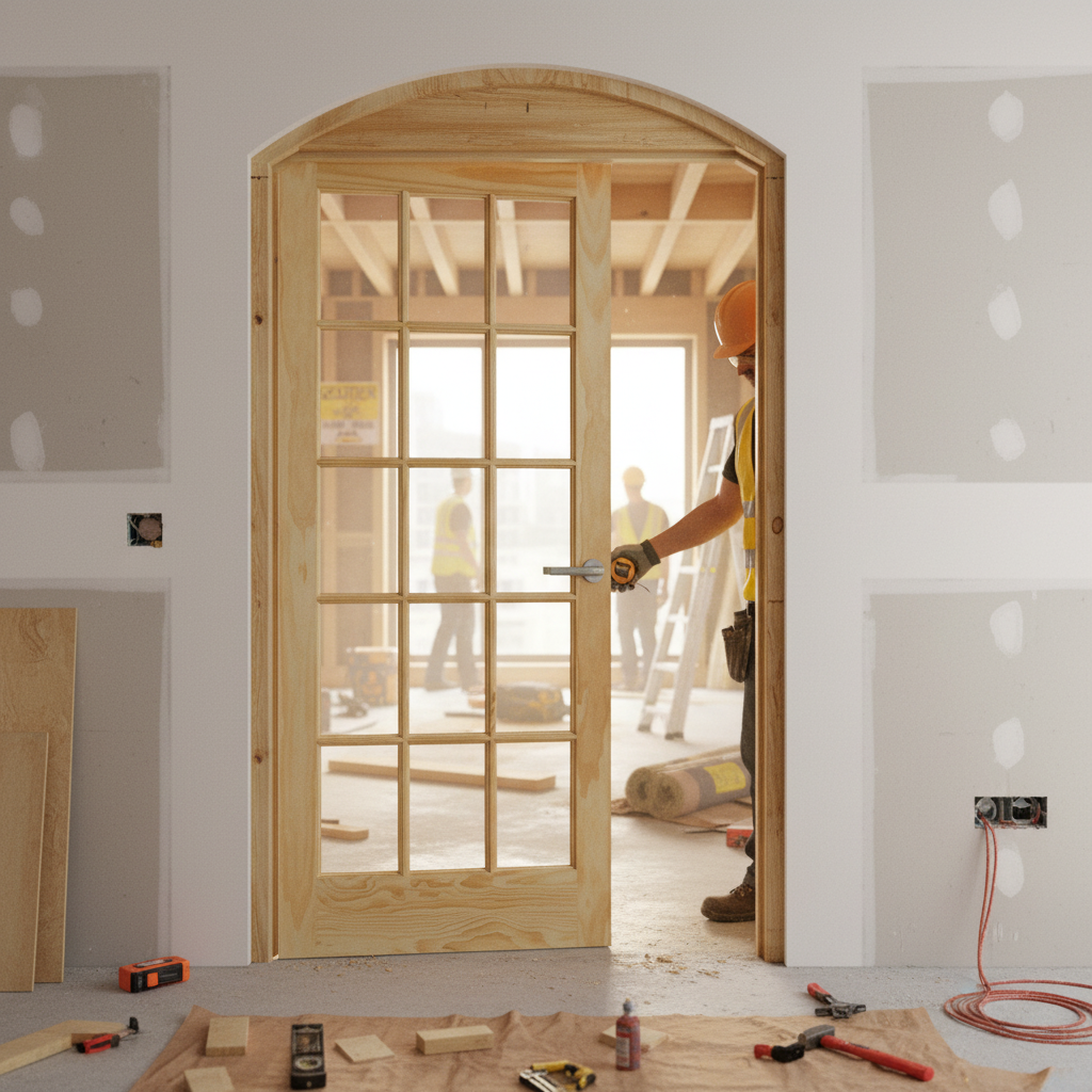 Premium Internal Unfinished Clear Pine Door with 15 Clear Glass Panes for Custom Finishing