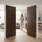 Premium Internal Walnut Door Pair with Solid Core and Crown Cut Veneer for Elegant Interiors