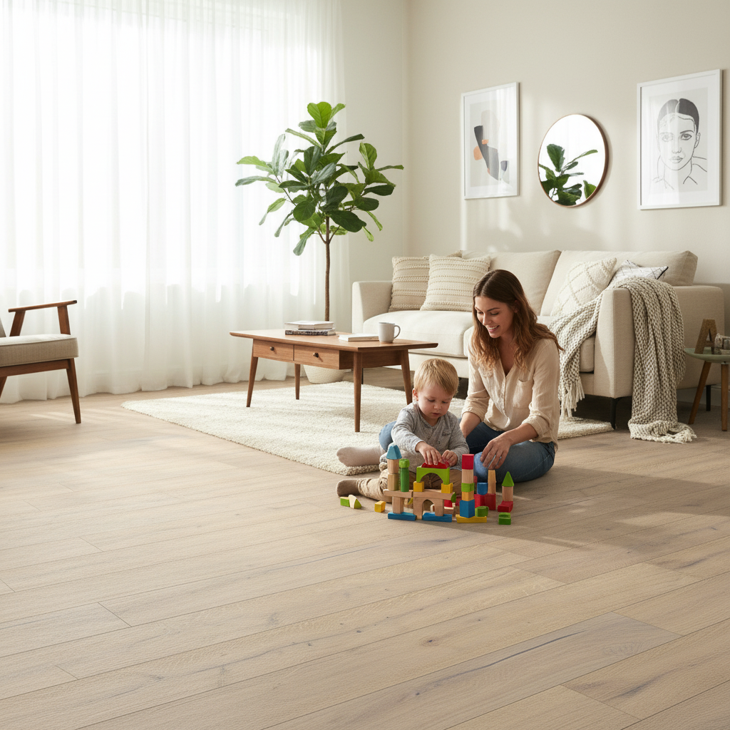 Premium 14mm Light Brushed Engineered Real Wood Flooring with Easy 5G Click Installation