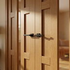 Internal Oak French Door Fully Finished 4 Panel 1 Light Glazed - detail view
