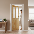 Premium Unfinished Clear Pine Internal Door with Two Light Panels and Obscure Glass for Interior Privacy - Image 2