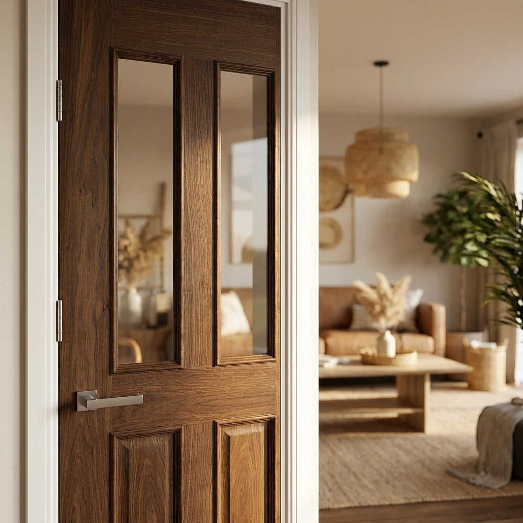 Internal 1 Light Victorian Door in Fully Finished Walnut - detail view