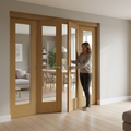 Premium Unfinished Oak Interior Folding Bifold Door Set with Flexible Design and Complete Hardware System