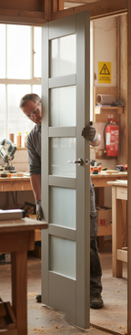 Premium Custom Colour Clear Glazed Door with Engineered Construction and Fire Door Options for Enhanced Light Flow