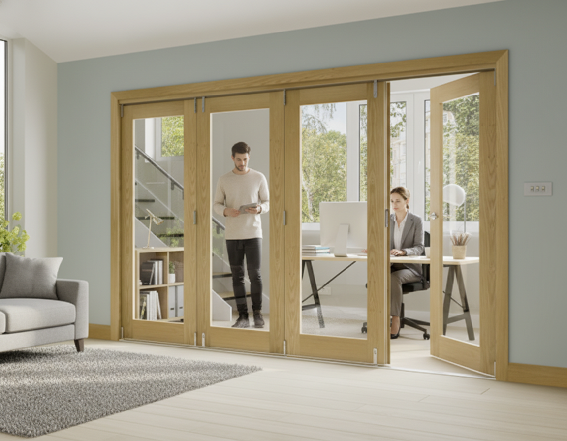 Premium Unfinished Oak Room Divider System with High-Quality Track for Easy Gliding and Adjustable Height