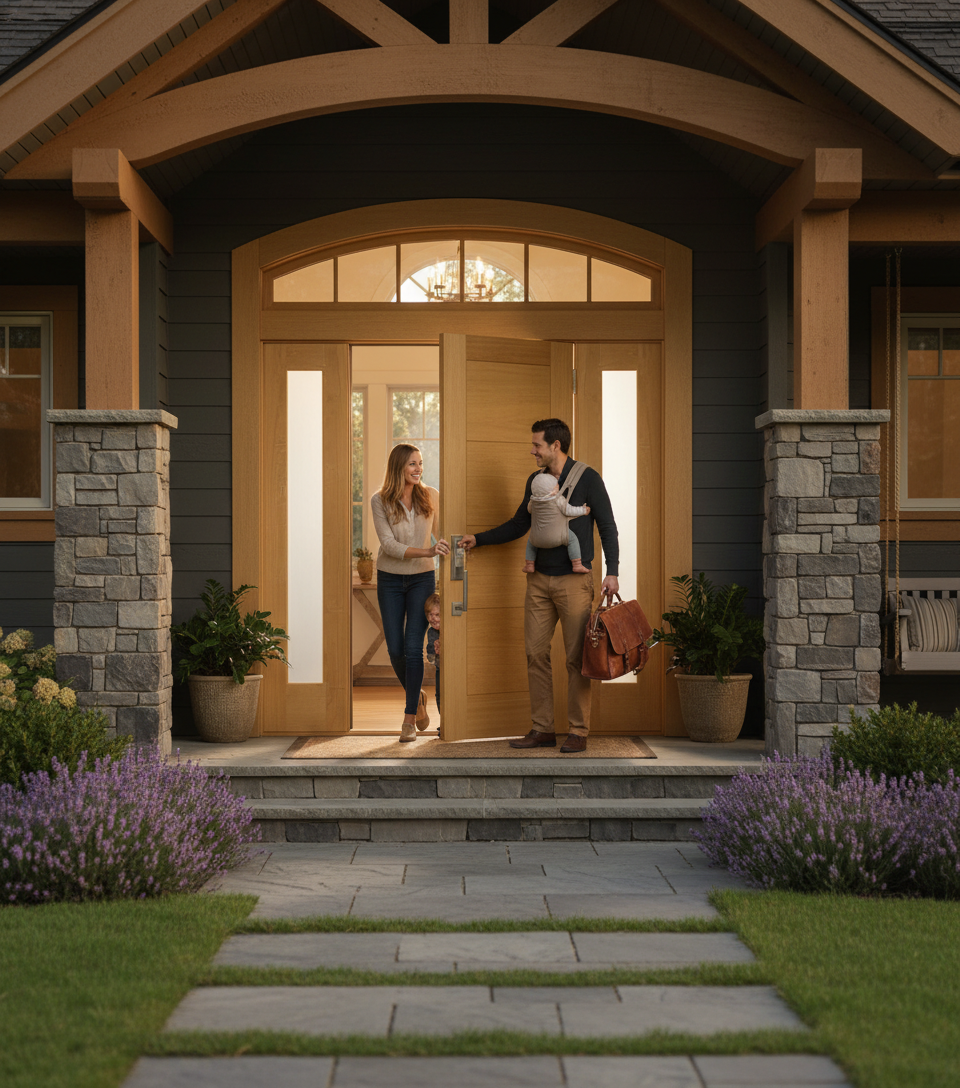 Premium Oak Grand Entrance Door with Matching Sidelights and Frame for Contemporary Living