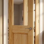 Internal Clear Pine Door Unfinished with 2 Panel 2 Light Obscure Glass - detail view