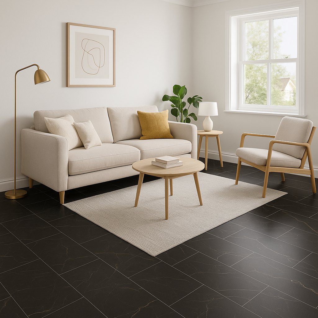 5mm Rigid Core LVT Flooring in Black Marble Finish
