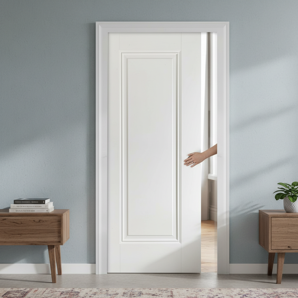 Premium White Primed Pocket Door Set with Galvanised Steel Frame and Adjustable Jamb Kit for Elegant Interior Design