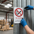 Premium No Smoking Door Sign in Satin or Bright Stainless Steel Finish with 10 Year Guarantee