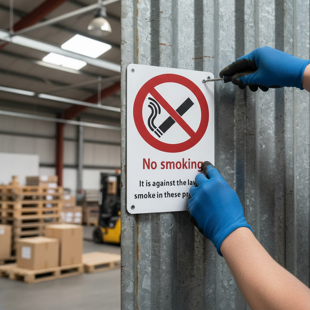 Premium No Smoking Door Sign in Satin or Bright Stainless Steel Finish with 10 Year Guarantee
