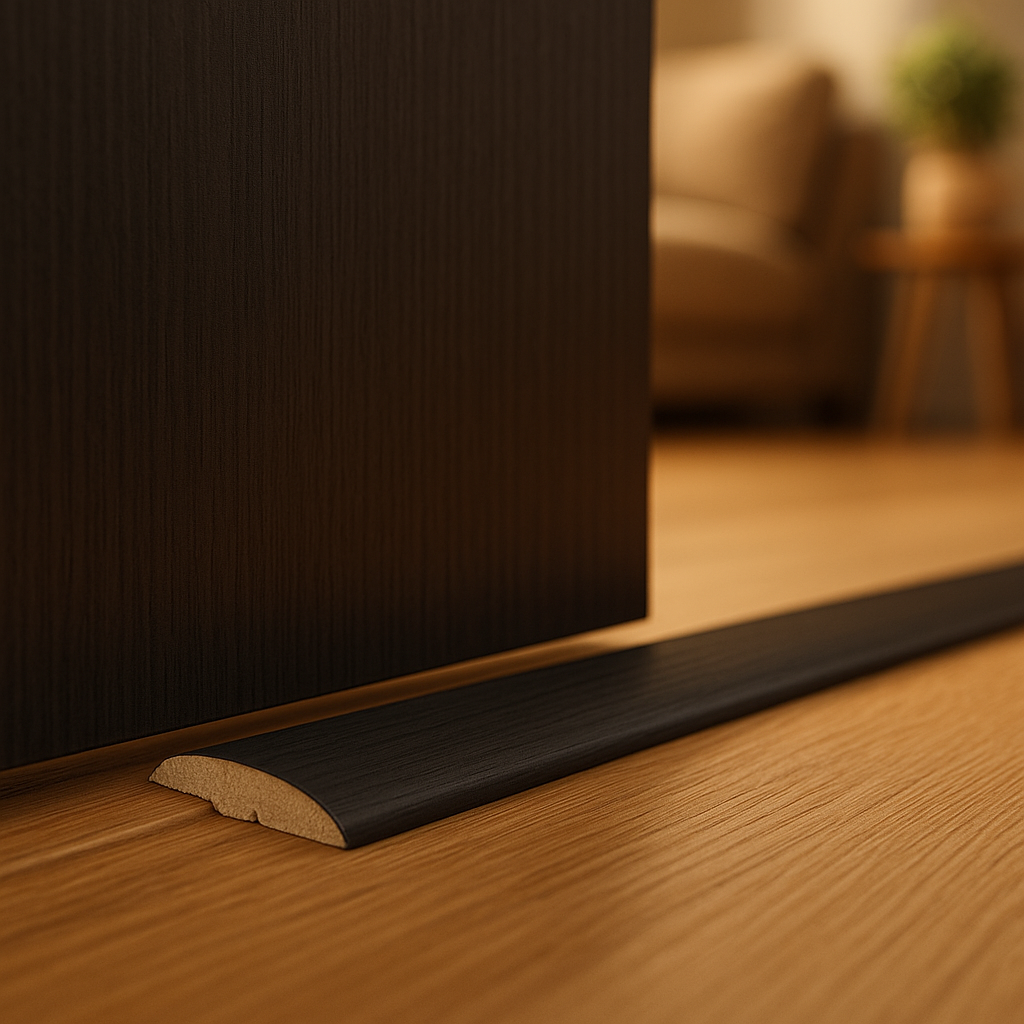 2.4m Round Pencil Laminate Door Profile in Black Finish - detail view
