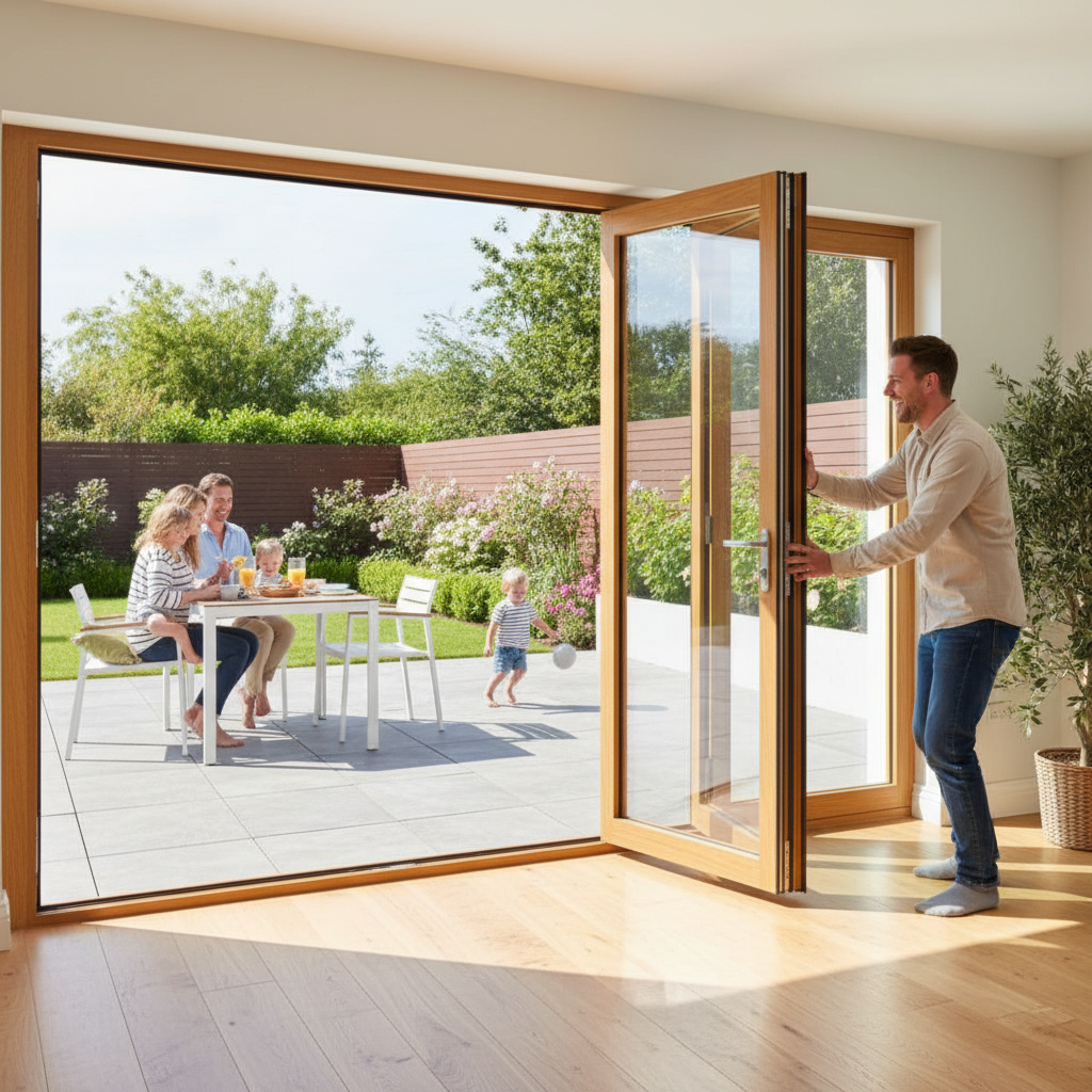 Premium 9FT Slimline External Bifold Door Set with Double Glazing and Easy Installation