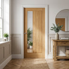 Oak Internal FD30 Fire Door Fully Finished with 1 Light Clear Glass Made to Measure