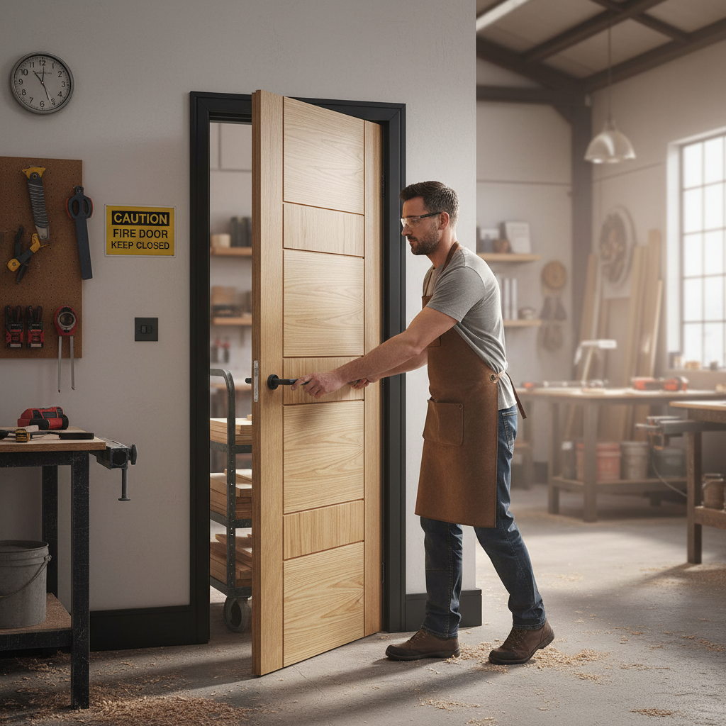 Premium Fully Finished Oak Internal Fire Door with 30 Minute Fire Rating for Enhanced Safety