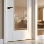 Internal White Door with 1 Light Obscure Glass, Primed Finish, Made to Measure - detail view