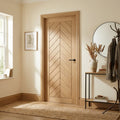 Internal Oak Door, Fully Finished, Chevron Design, Solid Engineered Core