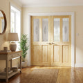 Internal French Door with 2 Panel 2 Light Campion Glass, Unfinished Pine
