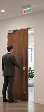 Premium Flush Walnut Fire Door with 30-Minute Fire Rating and FSC Certification - High-Quality Professional Grade for Industrial and Commercial App...