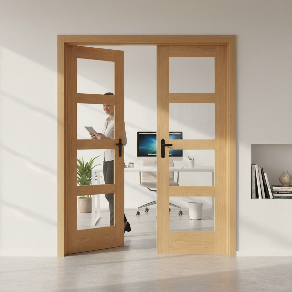 Premium Custom Made Shaker Style French Doors with Clear Glass Panels for Versatile Home Design